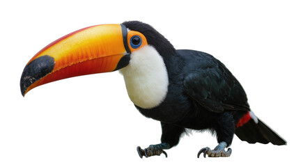 Obraz premium Toucan bird with large colorful beak and white chest