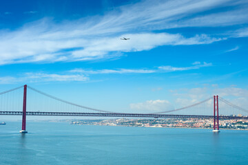 Fototapeta premium Bridge river port Lisbon, Portugal