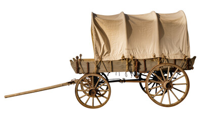 Old wooden covered wagon with canvas top © Lena