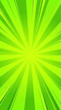 sunburst and comic zoom lines with dots on green background animation,sun rays blank abstract summer vertical social media motion design element