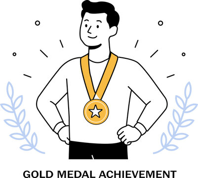 Gold Medal Achievement and Recognition Illustration