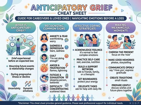 Anticipatory Grief Cheat Sheet, infographic illustration