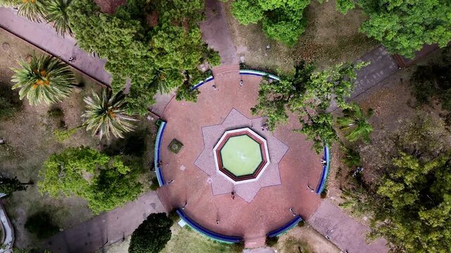 Aerial top down view of Patio Andaluz in Parque Rodo, Montevideo