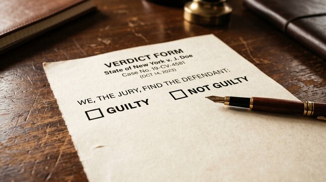 A Verdict Form Awaiting a Decision Guilty or Not Guilty? The Scales of Justice