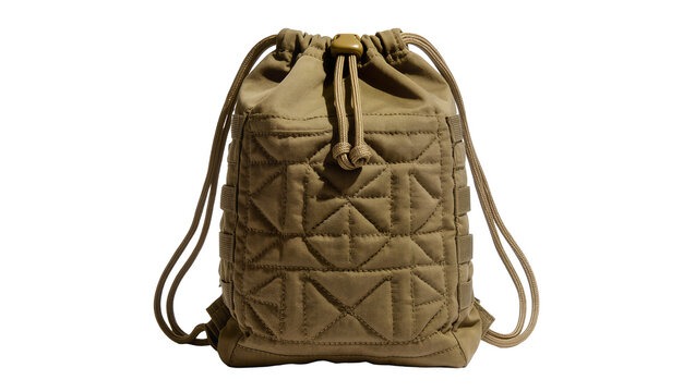 Quilted Drawstring Backpack Bag Khaki