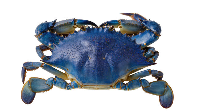 Blue crab with sharp claws and segmented legs