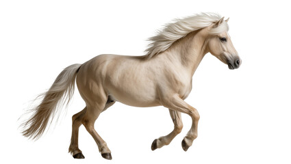 Palomino horse with flowing mane and tail in motion © Jonas