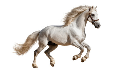 Majestic white horse with flowing mane galloping © Lena