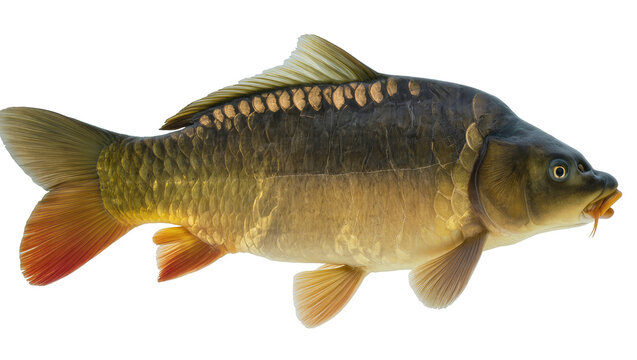 Common carp fish with scales and fins