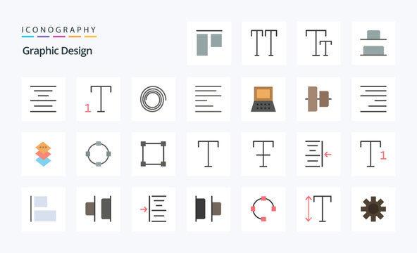25 Design Flat color icon pack. Vector icons illustration