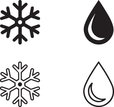 Snowflakes and water droplets vector icons illustration