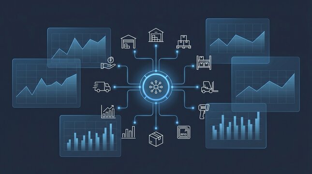 Warehouse Inventory Management Dashboard with Supply Chain Logistics Icons