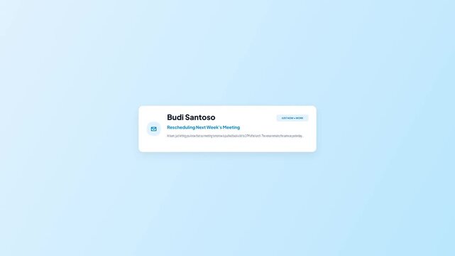 Professional corporate user interface notification badge displaying a meeting reschedule calendar update message