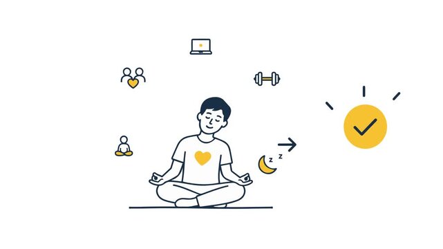 Man practicing meditation for mindfulness and healthy lifestyle balance