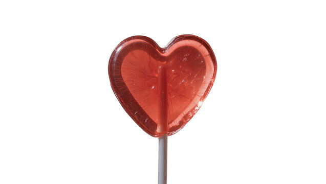 Red heart shaped lollipop candy