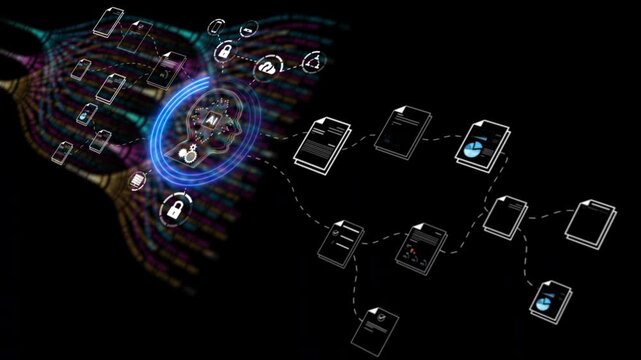 Ai Futuristic Document management concept, check electronic documents on digital documents on virtual screen Document Management System and process automation to efficiently document paperless operate