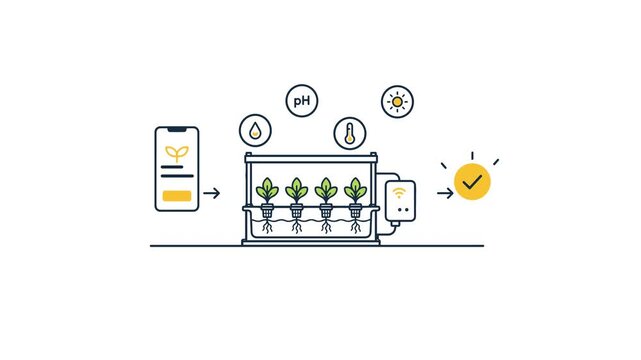 Smart Hydroponic System Monitoring via Mobile App Technology Infographic