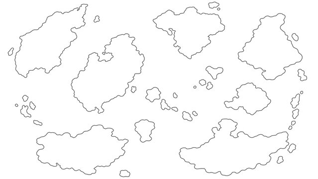 Fictional island and continent outline collection vector
