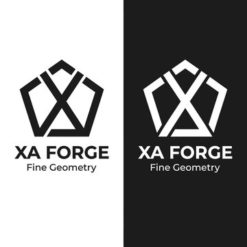 Modern Geometric Logo Design for XA Forge Fine Geometry.