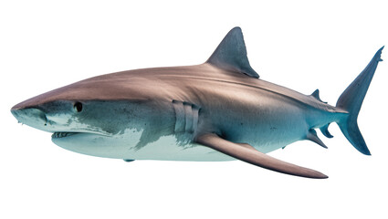Fototapeta premium Gray shark with white belly swimming, side view