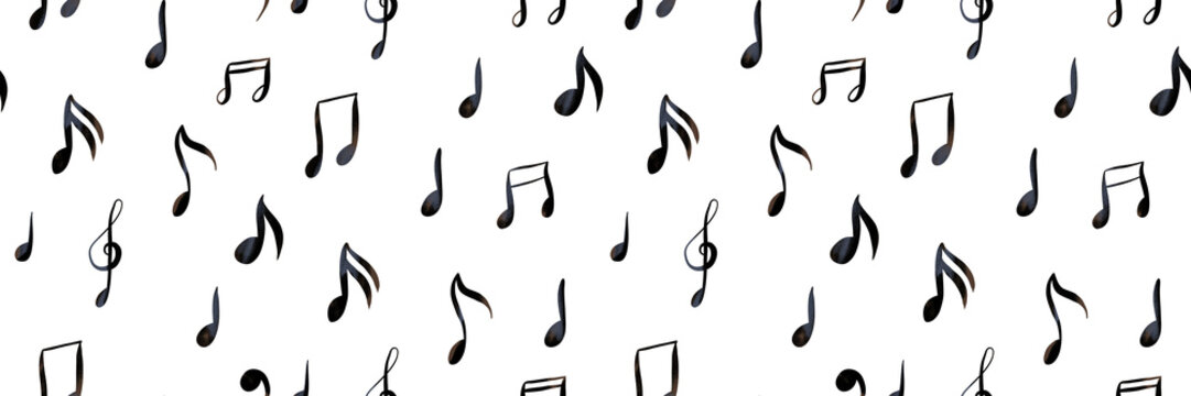 Watercolor music notes seamless pattern romantic background for World Music Day Retro party wedding birthday wrapping paper wallpaper element hand drawn illustration