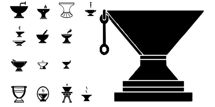 Hephaestus Anvil Forge God Icon Minimal Black Flat Vector Modern UI Design