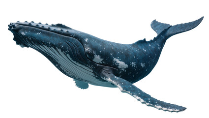 Humpback whale swimming detailed skin texture, white spots © Paul
