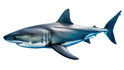 Obraz premium Great white shark swimming detailed view, white