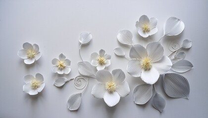 Fototapeta premium White Paper Flowers On A Light Background