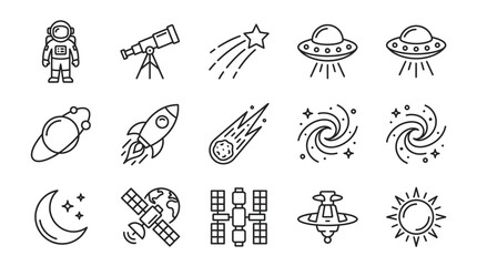 Astronomy and cosmic space exploration line icons. © Ciu