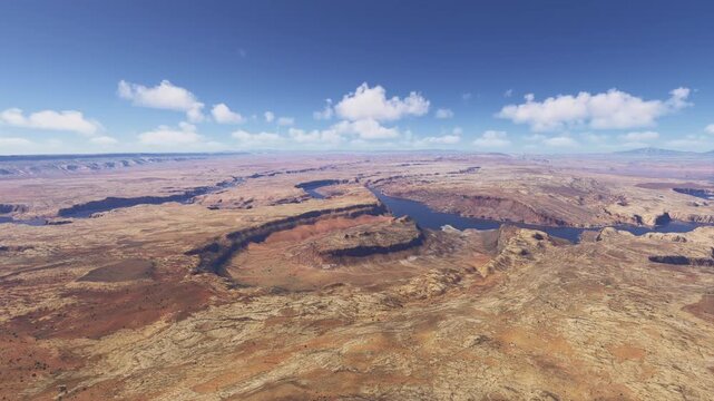 Circular aerial drone shot in The Rincon. Glen Canyon National Recreation Area. Utah. United States