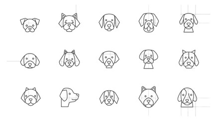 Minimalist dog breed line art icon set. © Koi