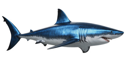 Obraz premium Great white shark side view with open mouth and sharp teeth