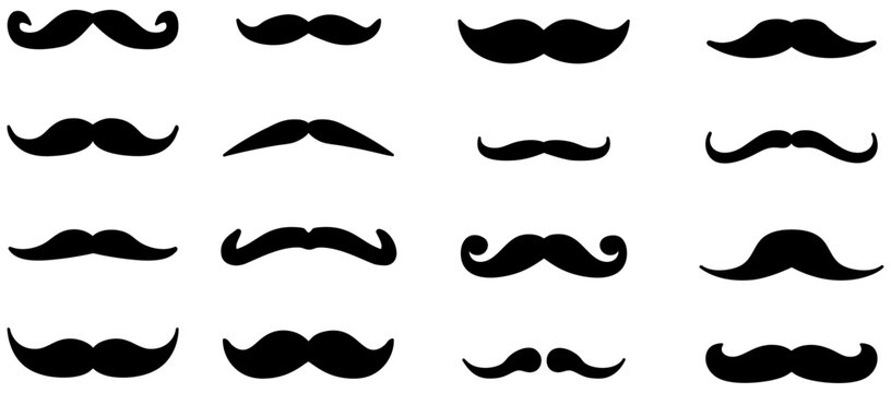 mustache beard silhouette vector set