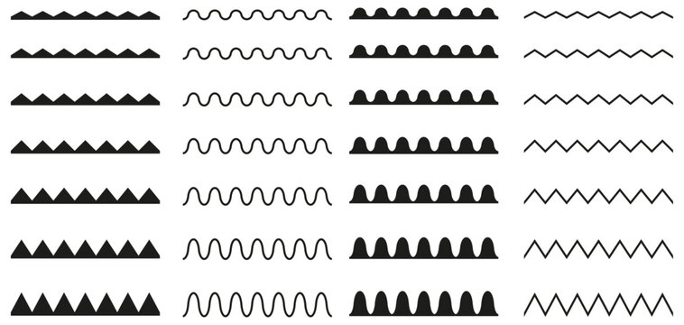 wavy zigzag border pattern vector set