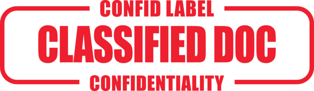 Confidentiality label on a classified document with red confidentiality stamp