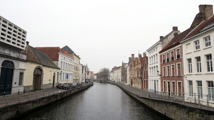 Obraz premium Bruges, Belgium. Brugge-Zeebrugge Canal, waterway built between 1896 and 1907 to connect Brugge (Bruges) in Belgium with the North Sea.