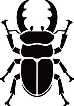 Silhouette illustration of a stag beetle with prominent mandibles and segmented body