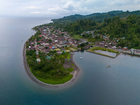 View of Tehoru Village in Seram Island, Maluku, Indonesia
