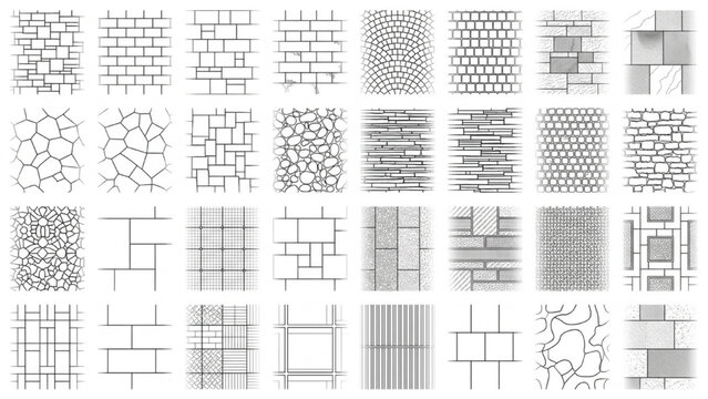Stone and Concrete Architectural Pattern Library &ndash; Vector Hardscape Texture Collection