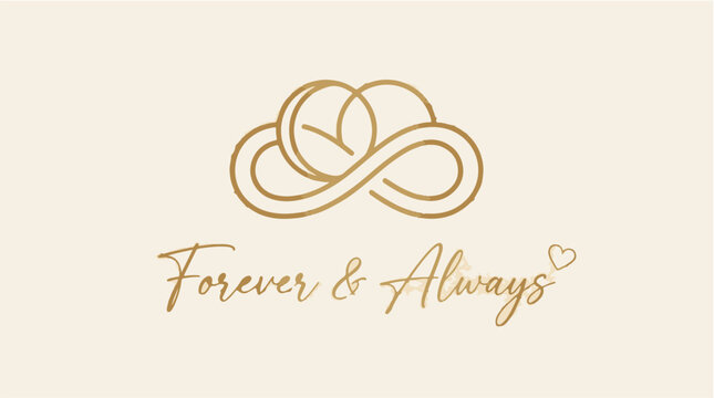 Gold infinity symbol with 'Forever & Always' text and heart