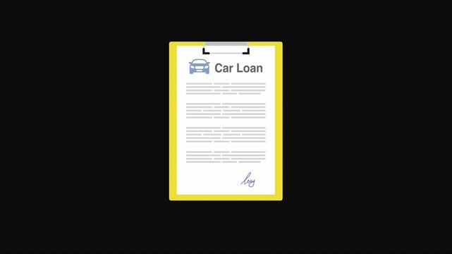Car Loan Application Signing Animation with Hand and Pen