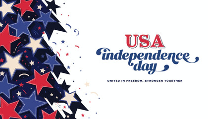 Fototapeta premium Usa independence day celebration with red, white and blue stars