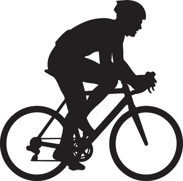Side profile of professional cyclist in aerodynamic tuck position silhouette graphic.