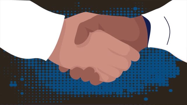 Business Handshake and Partnership Agreement Concept Animation. Successful Deal, Corporate Collaboration, and Trust.