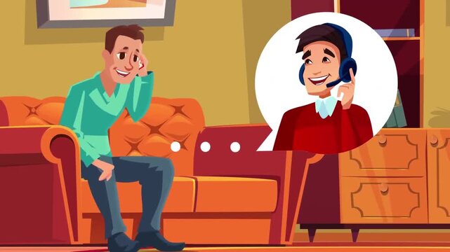 Man Receiving an Important Call From Support Agent. Communication, Customer Care, and Consultation Concept.