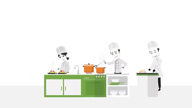 Professional Chefs Working in Commercial Kitchen. Group of Cooks Preparing Food and Culinary Teamwork Concept.