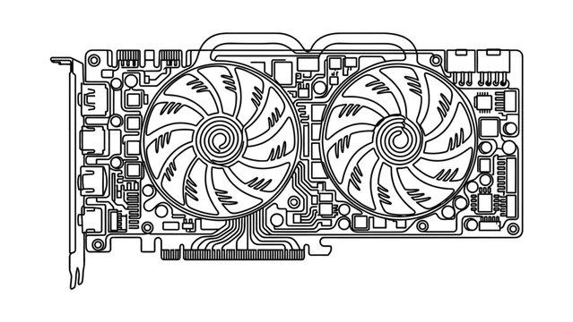 Computer Graphics Card Blueprint - Technology and Gaming Component