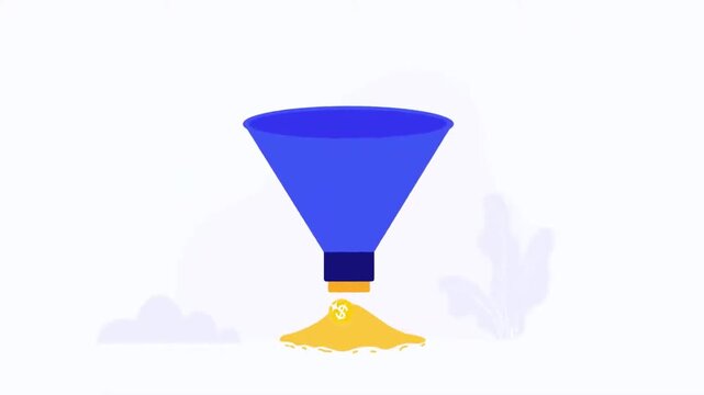 Sales Funnel or Marketing Funnel Filtering Lead Generation. Business Conversion Rate, Strategy, and Data Sorting Concept.