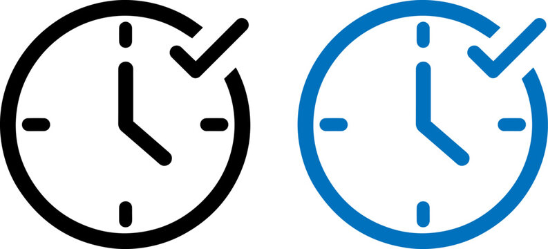 Black and blue clock icons with check marks